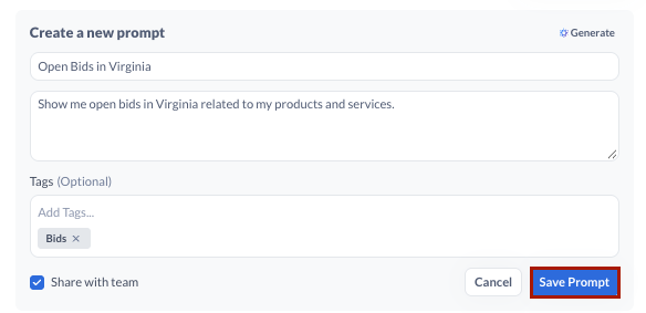 Creating one: a title, the text, tags, and a single checkbox between private and shared with the whole account.